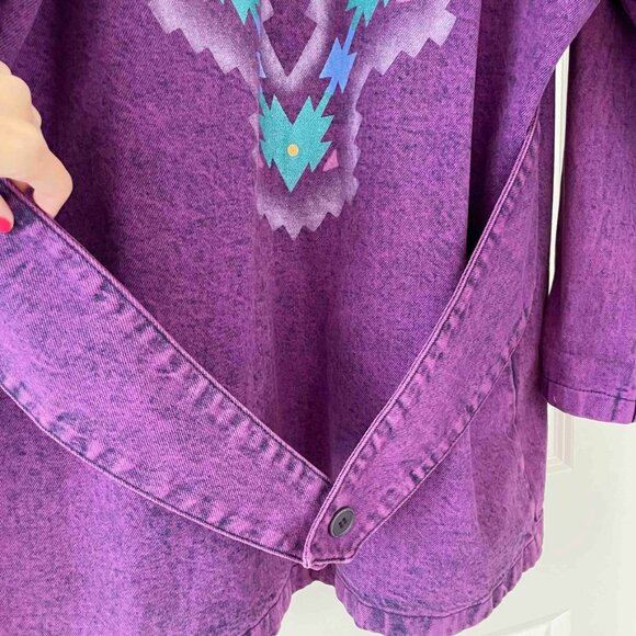 Vintage Acid Wash Denim Jacket: 90s Purple Cowgirl Blazer - Picture 7 of 7